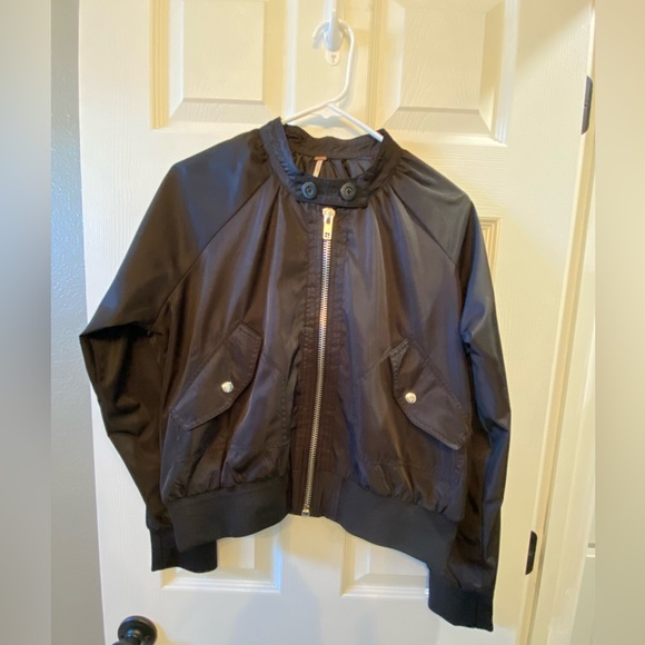Free People Jackets & Blazers - Free People Satin Jacket (black one)